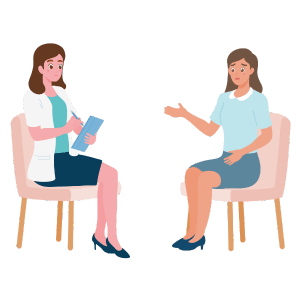 Illustration of therapy session with two women.