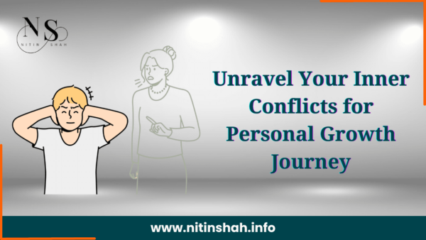 Personal growth coaching ad with two illustrated figures.