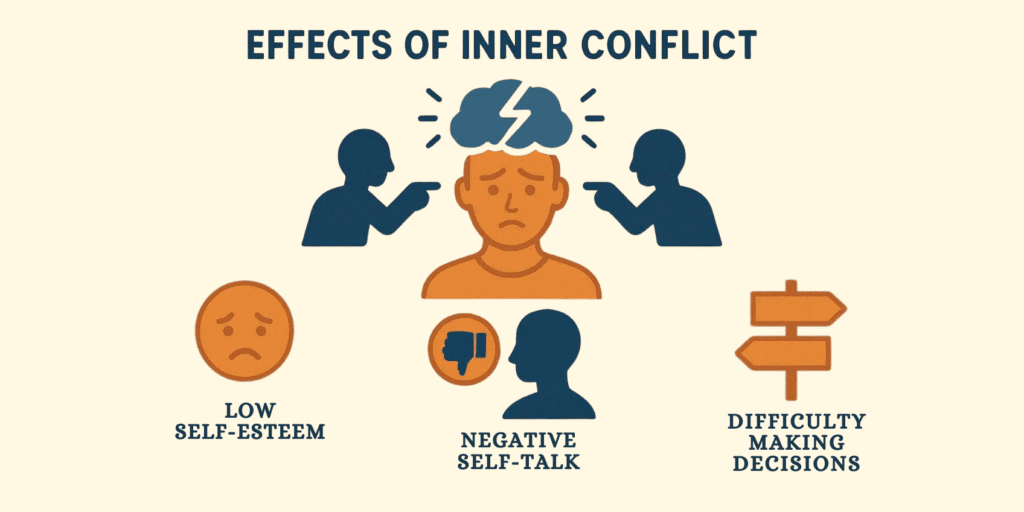 Visual representation of inner conflict effects