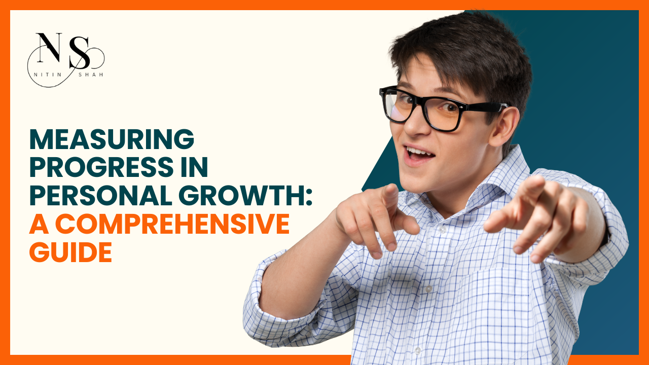 Man gesturing on personal growth guide advertisement